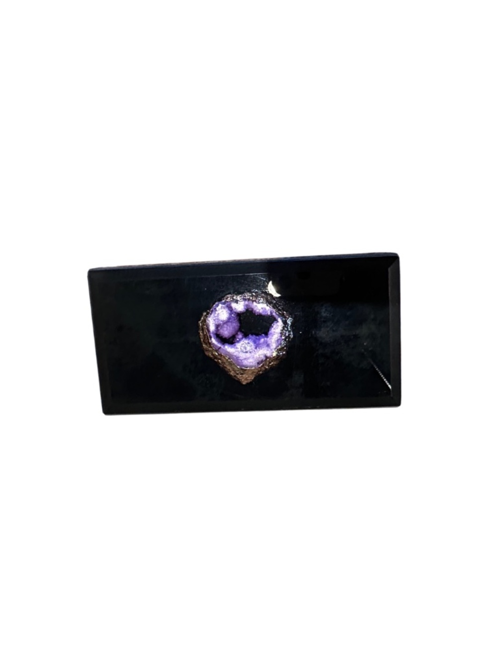 NEW Tozai Black Glossy Purple Agate Trinket Box - Variant 2
